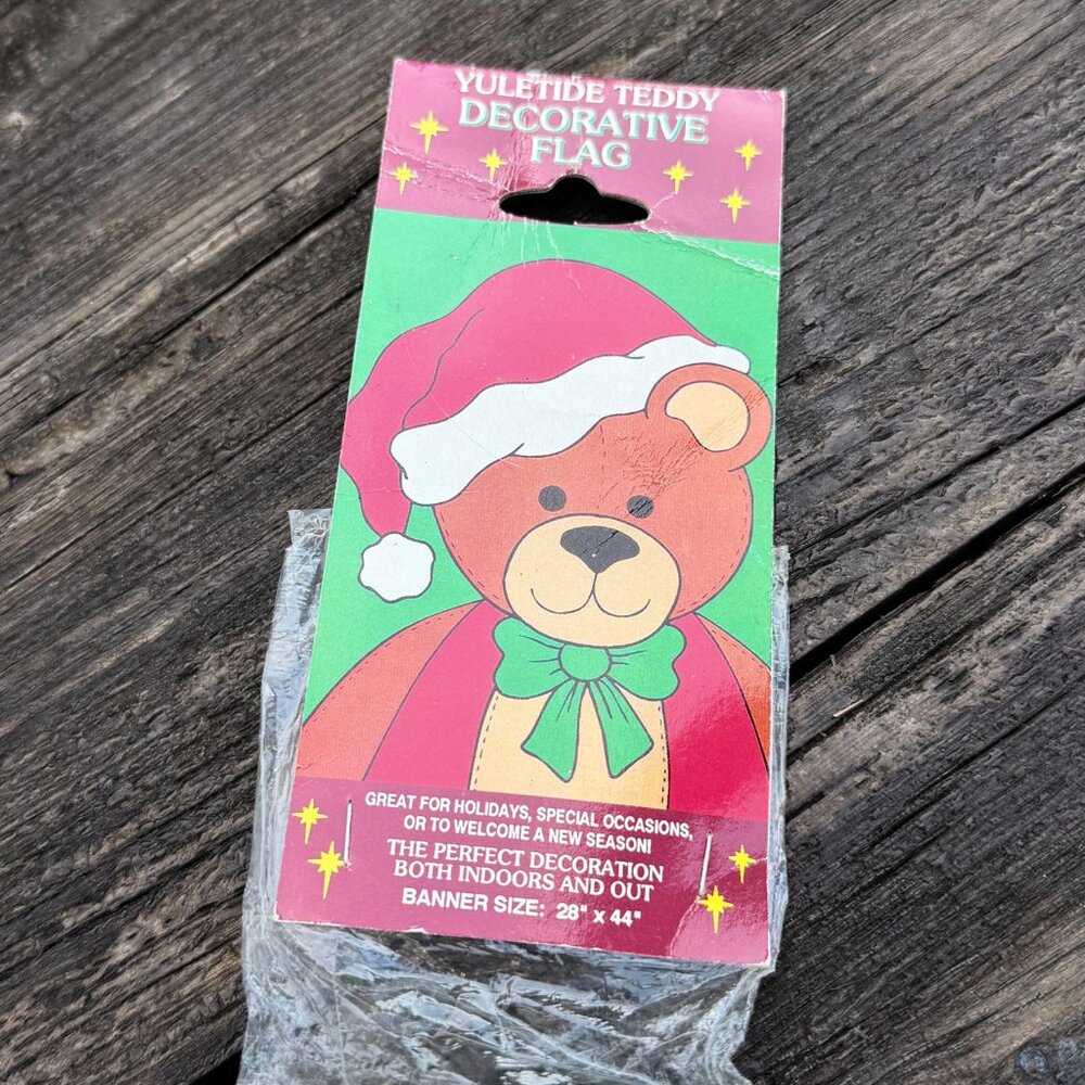 Brand NEW VINTAGE 1994 Yuletide Teddy Bear Decorative Flag 28” x 44” NCE Banner